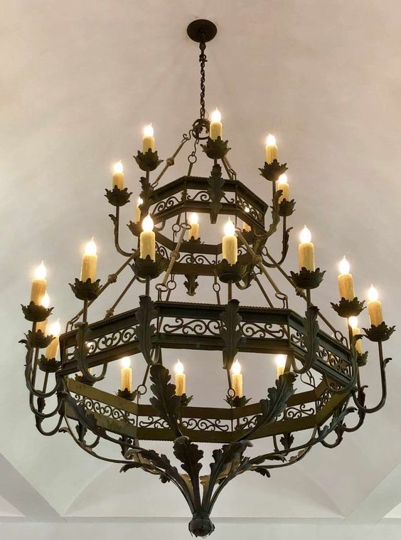 İki Katlı Ferforje Avize